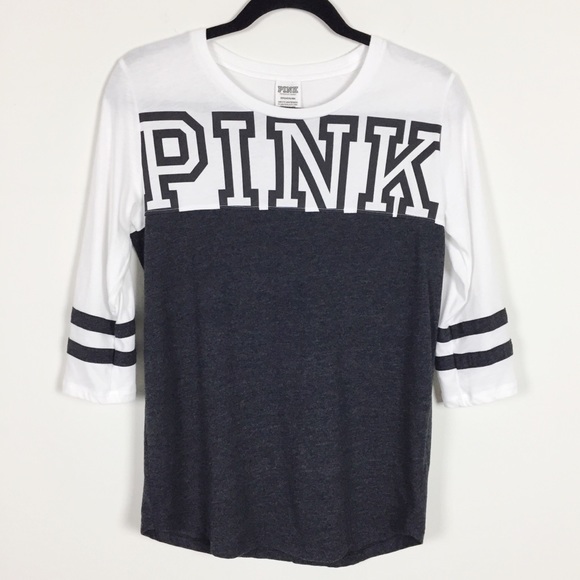 PINK Victoria's Secret Perfect Football Tee sz S - Picture 1 of 8